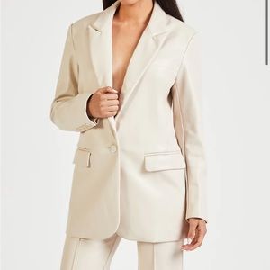 Because of Alice leather blazer cream